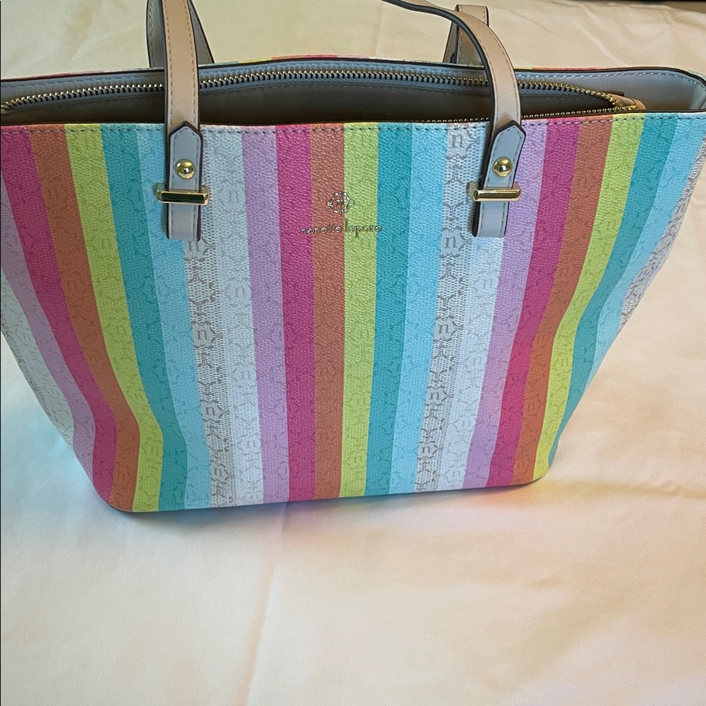 Nanette Lepore Multicolor Striped Tote and make up bag